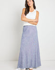 RE:UNION LAGOS CHAMBRAY BLUE FLOATY BIAS CUT MAXI SKIRT