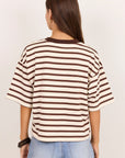 STORIES BE TOLD COHESION STRIPE OVERSIZED CONTRAST BINDING BOXY SHORT SLEEVE TEE