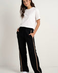 AMONG THE BRAVE CONFIDANT SIDE STRIPE CREPE WIDE PANTS