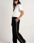 AMONG THE BRAVE CONFIDANT SIDE STRIPE CREPE WIDE PANTS