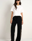 AMONG THE BRAVE CONFIDANT SIDE STRIPE CREPE WIDE PANTS