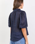 IVY + JACK CONTINUANCE RAMIE HIGH NECK BUTTONED SS TOP