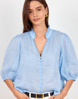 IVY + JACK CONTINUANCE RAMIE HIGH NECK BUTTONED SHORT SLEEVE TOP