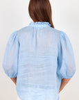IVY + JACK CONTINUANCE RAMIE HIGH NECK BUTTONED SHORT SLEEVE TOP