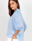 IVY + JACK CONTINUANCE RAMIE HIGH NECK BUTTONED SHORT SLEEVE TOP