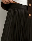 AMONG THE BRAVE CRYSTALISED PU PLEASTED MIDI SKIRT