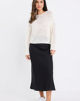 RE:UNION BLISS LINEN BIAS MIDI SKIRT
