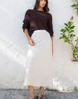RE:UNION BLISS LINEN BIAS MIDI SKIRT