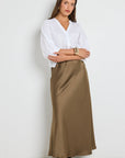 BY ROSA PRESERVE FLOATY SATIN BIAS MIDI SKIRT
