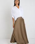 BY ROSA PRESERVE FLOATY SATIN BIAS MIDI SKIRT