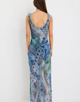 GEORGIA ZOE DELIGHTFUL SCARF PRINT GEORGETTE BIAS SLIP MAXI DRESS