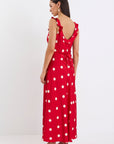 GEORGIA MAE DELIGHTFUL CHERRY POLKA DOT SATIN BIAS SLIP DRESS