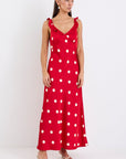 GEORGIA MAE DELIGHTFUL CHERRY POLKA DOT SATIN BIAS SLIP DRESS