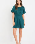 STORIES BE TOLD DELPHINE LINEN PUFF SLEEVE MINI DRESS