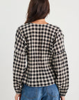 IVY + JACK DISCOVERY GINGHAM LS TIE FRONT TOP