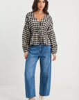 IVY + JACK DISCOVERY GINGHAM LS TIE FRONT TOP