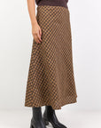 STORIES BE TOLD COMPANION CARAMEL COTTON BLEND BIAS MAXI SKIRT