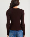 IVY + JACK DITTO BUTTON FRONT RIB KNIT LONG SLEEVE TOP