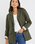 IVY + JACK DOCK RAMIE ROLLED SLEEVE BLAZER