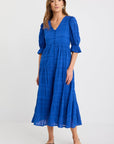 IVY + JACK DREAMY BUBBLE SS BUTTON FRONT TIERED MAXI DRESS