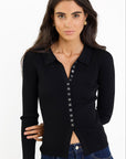 AMONG THE BRAVE DUPLICATION RIB KNIT COLLARED CARDIGAN