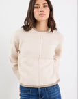 AMONG THE BRAVE EDGE MOCK NECK CONTRAST TRIM JUMPER