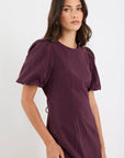 STORIES BE TOLD ELDER SHORT PUFF SLEEVE TIE MIDI DRESS