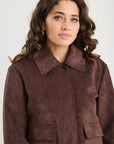 AMONG THE BRAVE EXHIBIT MOCK SUEDE BUTTON FRONT CROPPED JACKET
