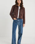 AMONG THE BRAVE EXHIBIT MOCK SUEDE BUTTON FRONT CROPPED JACKET