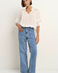 AMONG THE BRAVE EXPEDITION RAMIE SHIRRED NECK SS TOP