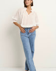 AMONG THE BRAVE EXPEDITION RAMIE SHIRRED NECK SS TOP