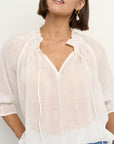AMONG THE BRAVE EXPEDITION RAMIE SHIRRED NECK SS TOP