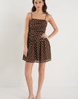 AMONG THE BRAVE FLORENTINE POLKA DOT STRAPLESS MINI DRESS