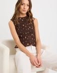 STORIES BE TOLD FORESAKEN MULTI POLKA DOT SHIRRED SLEEVELESS SHELL TOP