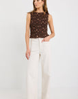 STORIES BE TOLD FORESAKEN MULTI POLKA DOT SHIRRED SLEEVELESS SHELL TOP