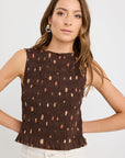 STORIES BE TOLD FORESAKEN MULTI POLKA DOT SHIRRED SLEEVELESS SHELL TOP