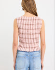 STORIES BE TOLD FORESAKEN BLUSH CHECK SHIRRED SLEEVELSS SHELL TOP