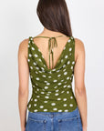 GEORGIA ZOE FRUITFUL POLKA DOT GEORGETTE TIE BACK SLIP TOP