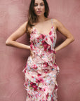 GEORGIA ZOE GALORE PAINTED ROSES BIAS MAXI SLIP DRESS