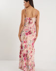 GEORGIA MAE GALORE PAINTED ROSE BIAS RUFFLE SLIP MAXI DRE3SS