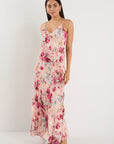 GEORGIA ZOE GALORE PAINTED ROSES BIAS MAXI SLIP DRESS