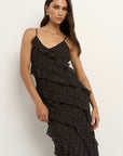GEORGIA MAE POLKA DOT BIAS RUFFLE SLIP MAXI DRESS