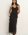 GEORGIA MAE POLKA DOT BIAS RUFFLE SLIP MAXI DRESS