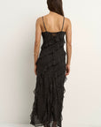 GEORGIA MAE POLKA DOT BIAS RUFFLE SLIP MAXI DRESS