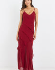 GEORGIA ZOE GALORE BIAS RUFFLE SLIP MAXI DRESS