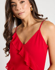 GEORGIA MAE GALORE BIAS RUFFLE SLIP MAXI DRESS