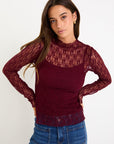 AMONG THE BRAVE GIVING LACE LONG SLEEVE TOP