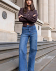 AMONG THE BRAVE ZOEY REGULAR HIGH RISE WIDE LEG JEAN