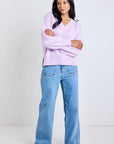 IVY + JACK DUSTY LILAC V NECK KNIT JUMPER