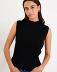 AMONG THE BRAVE HEROIC SLEEVELESS FUNNEL NECK RIB KNIT TOP